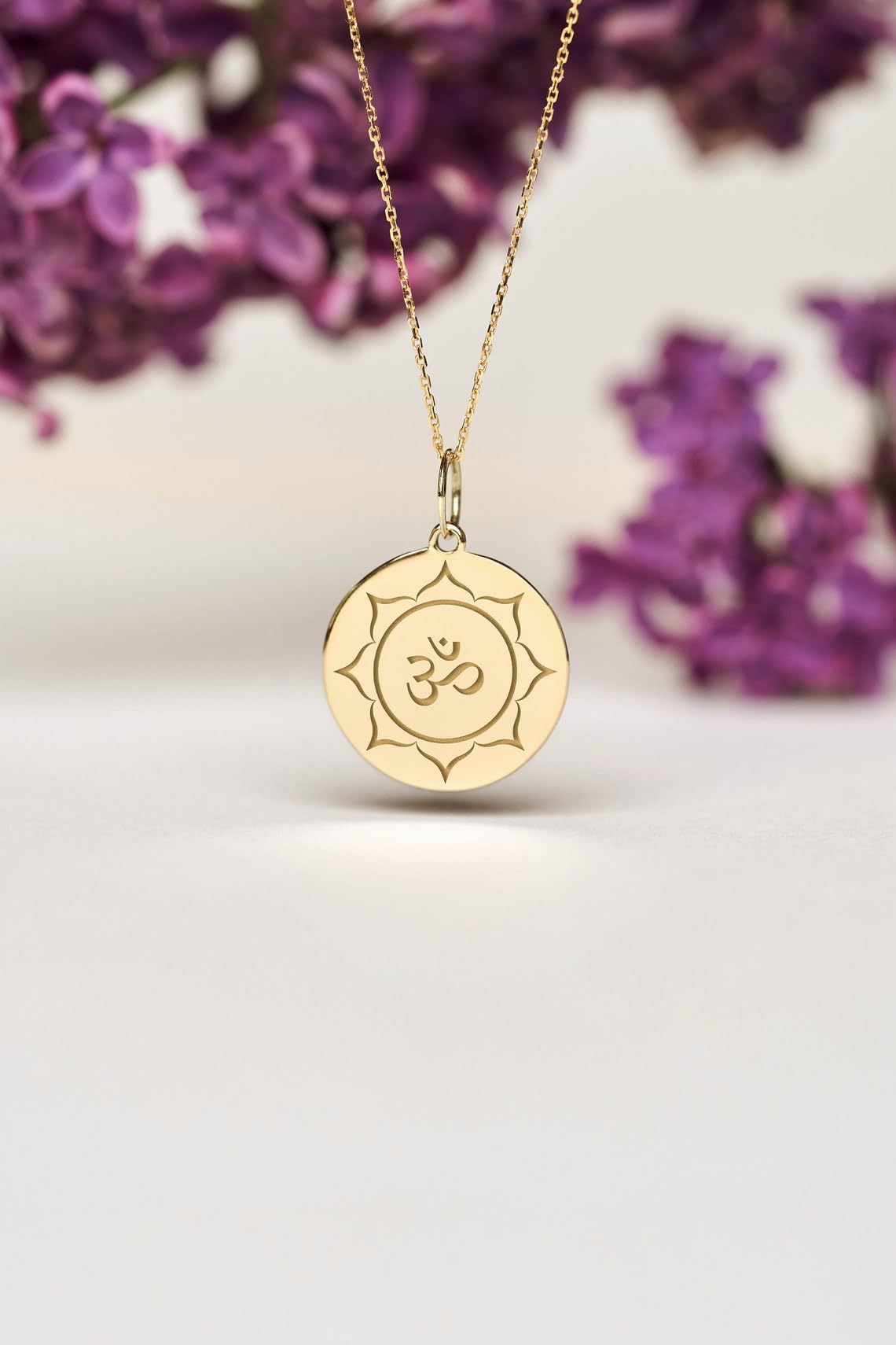 LKBEADS Collana in argento sterling 925 da 22-24 mm|catena da 18 pollici|collana om|ciondolo con simbolo om|grazioso ciondolo con simbolo om|gioielli fatti a mano con placcatura in oro|LK_PNK_02091