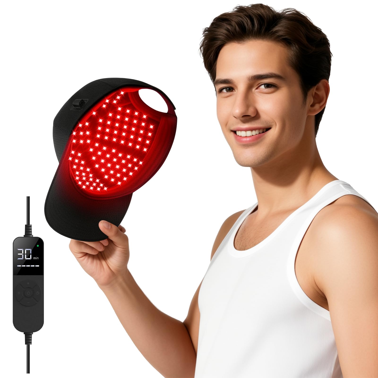 Gorra láser LLLT para crecimiento del cabello – Luz roja e infrarroja 660/850/940 nm, 5 niveles, temporizador