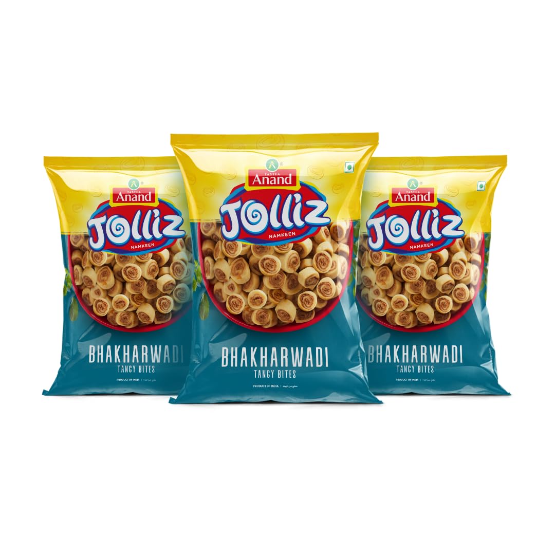 TASTEA Anand Jolliz namkeen | Bhakharwadi | Ready To Eat Snack | Indian Snack | Chai Time Namkeen | 200 gm each | Pack of 5