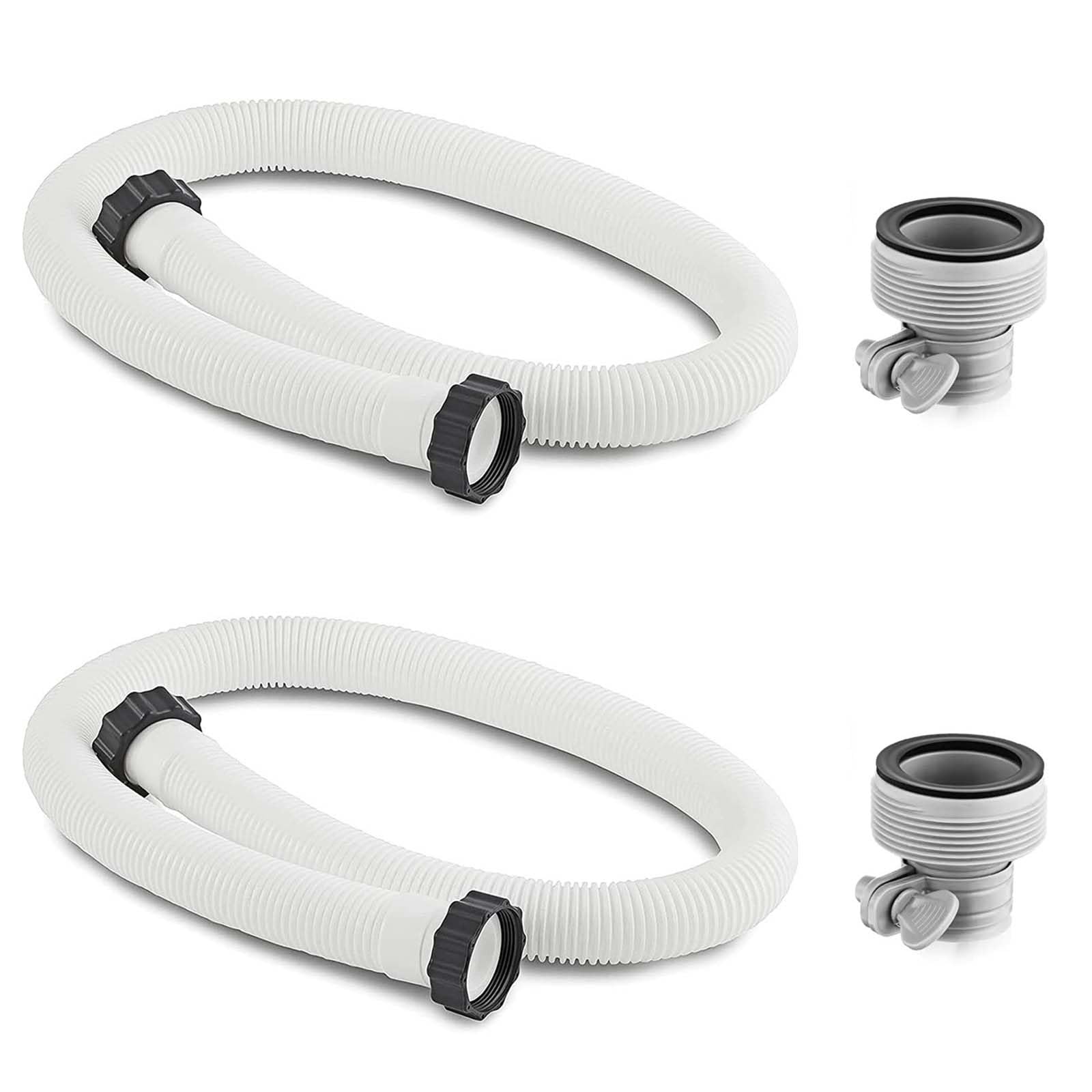 Schwimmbad-Ersatzschlauch, 150 cm, 2 Stück, flexible Poolschläuche für oberirdische Pools, kompatibel mit Pool-Sandfilterpumpe, inklusive 2 Schlauchadapter Typ B, 38 mm Durchmesser