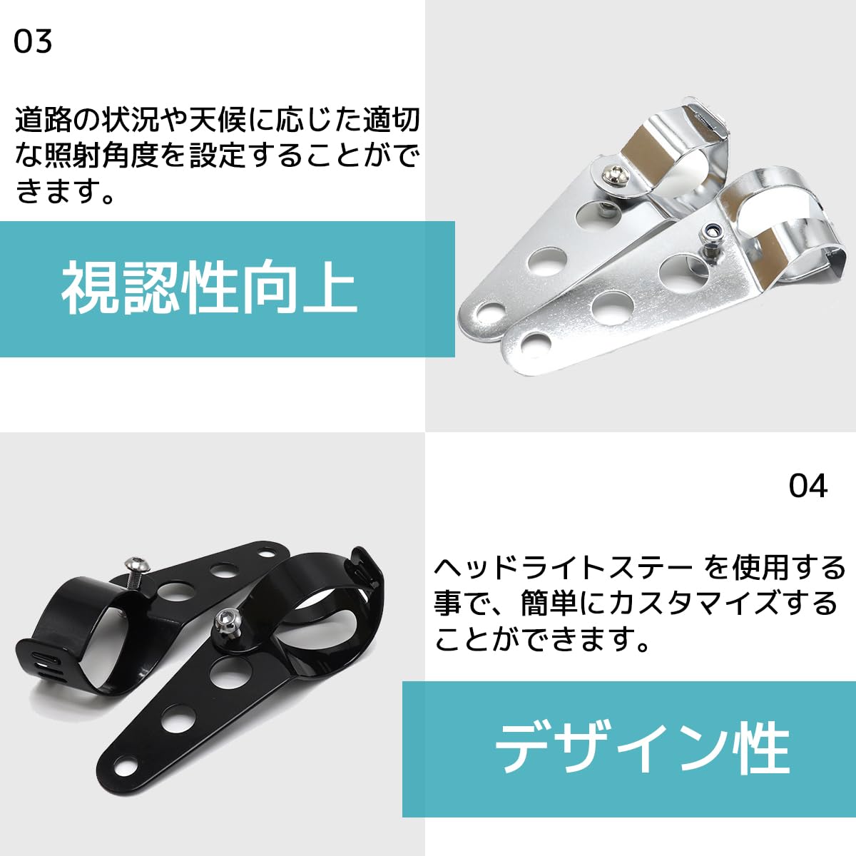 Amazon | FJmark バイクパーツ ウインカーステー ヘッドライト