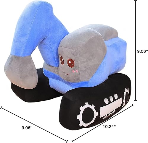 Miniatura 6 de ELAINREN Juguete de peluche de excavadora azul de simulación, regalo de peluche para niños, diseño de caricaturas, camión de construcción,