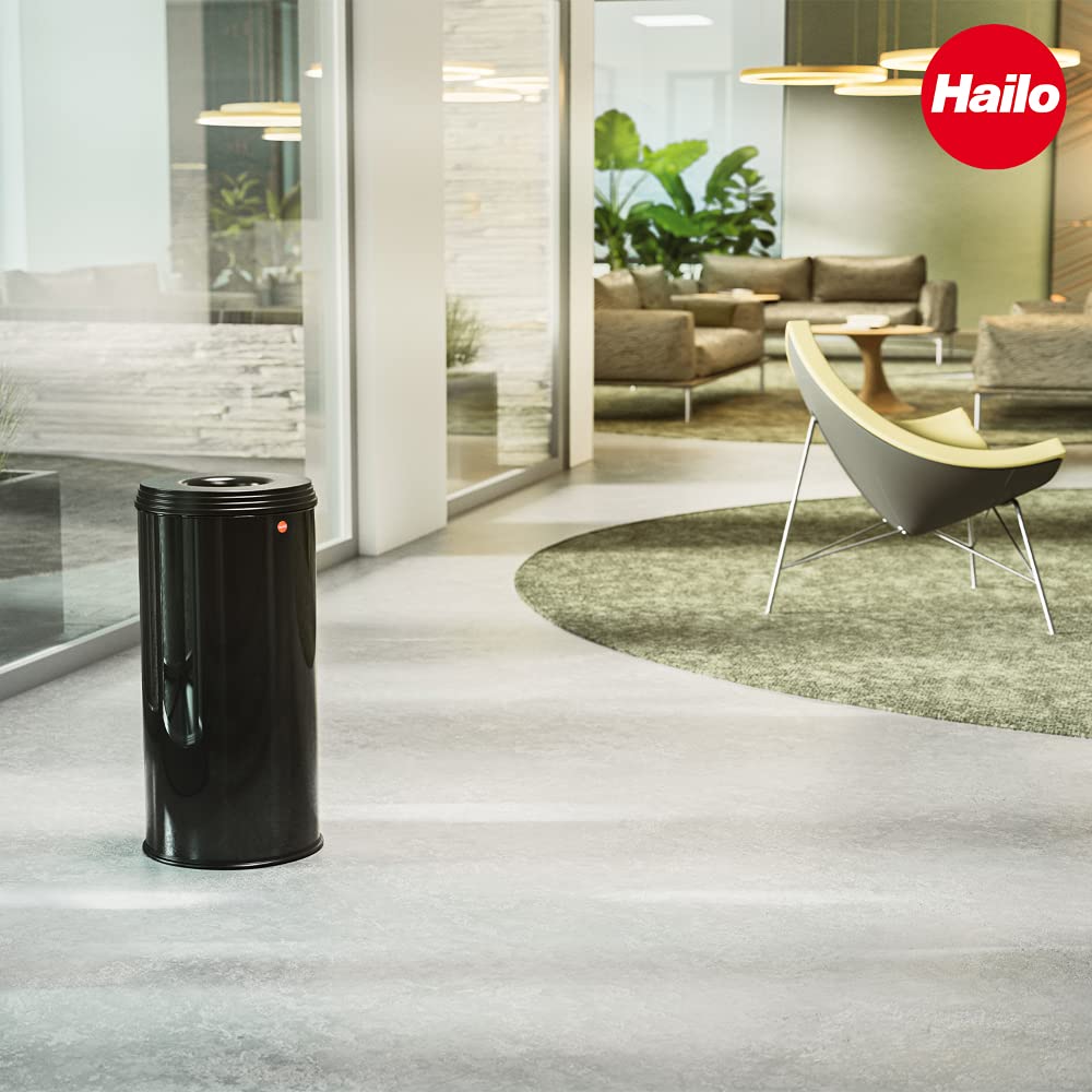 Hailo ProfiLine Safe M Flammenlöschender Papierkorb (aus Stahlblech, Deckel schwarz, 14 Liter) 0915-422