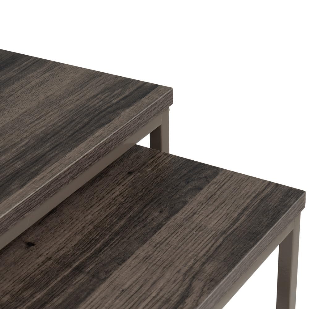 LOLAhome | Set 2 Mesas de Centro | Mesa Nido Pequeña para Salón o Comedor Oficina| Mesita Auxiliar Cuadrada Sofá| Madera y Metal Ceniza
