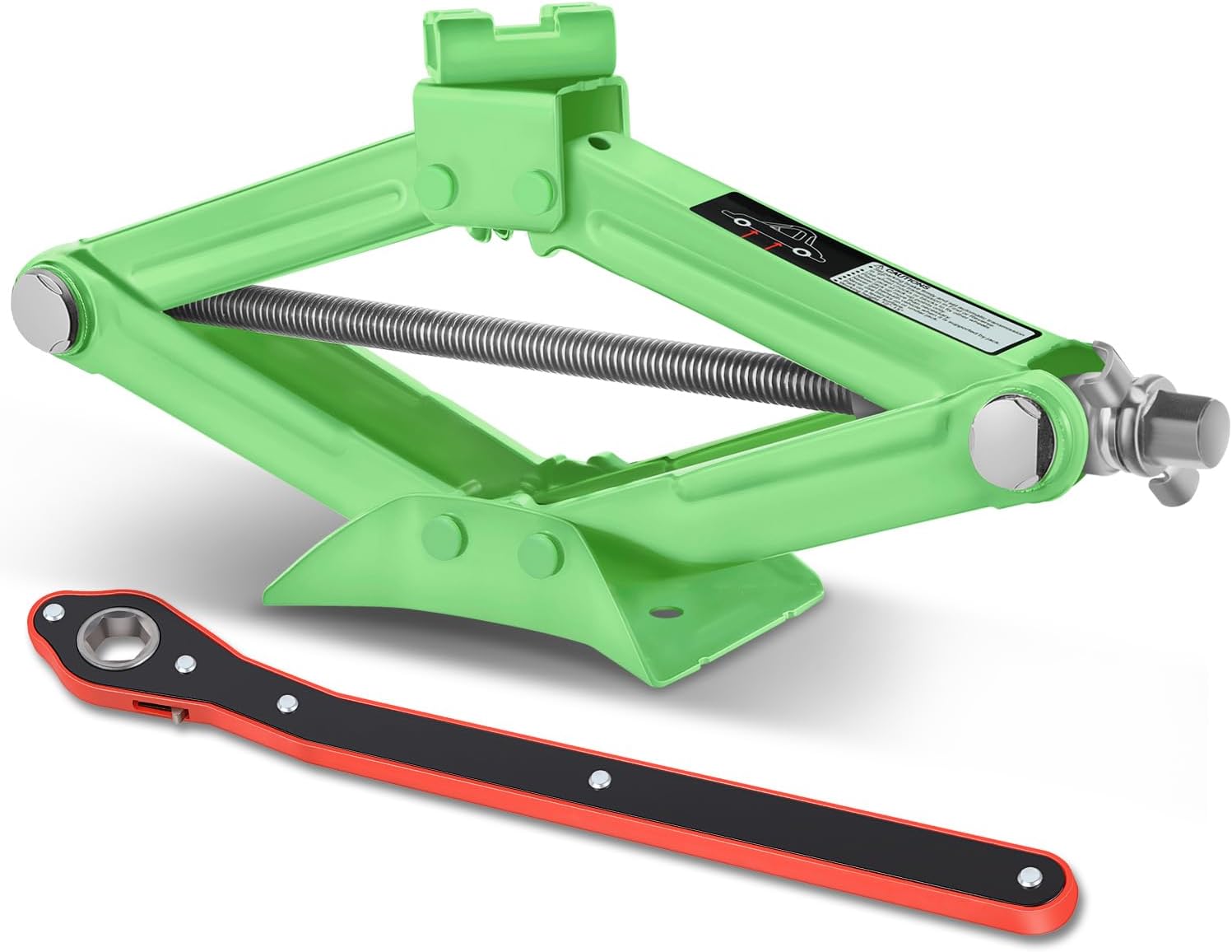 PM PERFORMOTOR 1.5 Ton (3,306 lbs) Scissor Lift Jack with Labor-Saving Ratchet Wrench for Most Cars, 4'' - 15.2'' Lifting Range, Yellow,PM-TOL-SJ15-YL