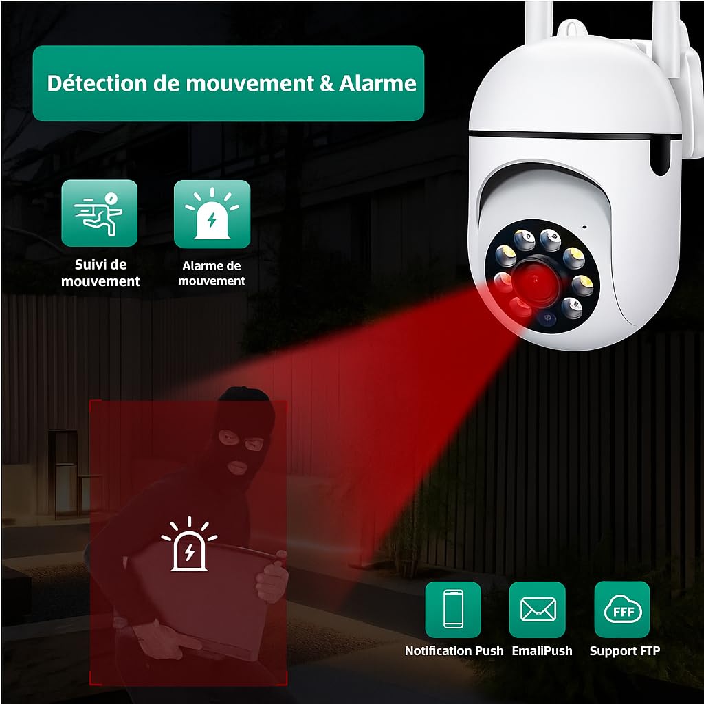 Juego de 4 Cámaras de Vigilancia WiFi 1080P 3MP 360° 5GHz/2.4GHz, Visión Nocturna, Audio Bidireccional, Detección de Movimiento