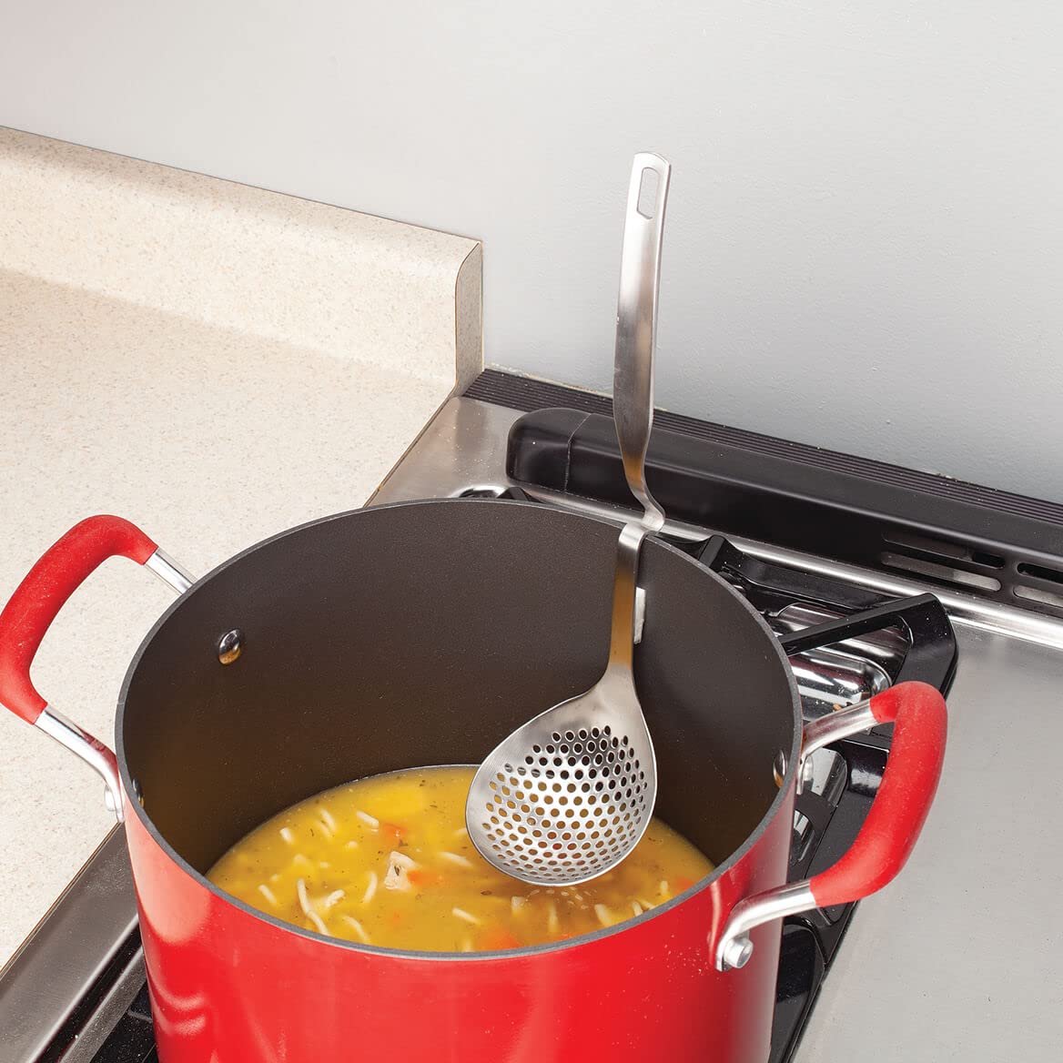 Stainless Steel Slotted Ladle with Rim Rest