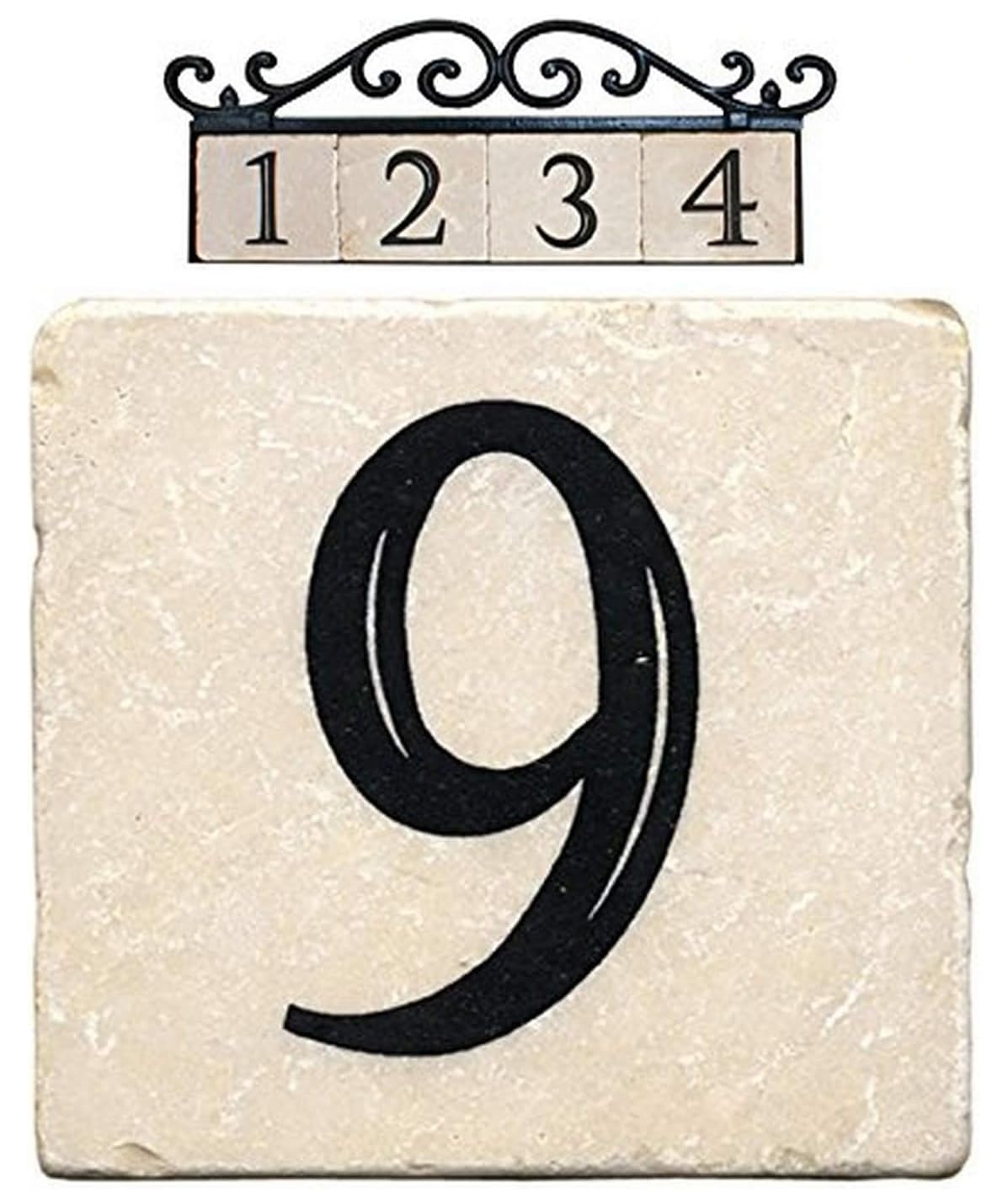 NACH Marble Tile House Numbers for Outside, House Number Sign, House Address Plaque for Outside, Marble Tile Address Numbers for Address Sign and House Number Plaque for Outside, #6/9, 4" x 4" AZ-CLASSIC-6OR9