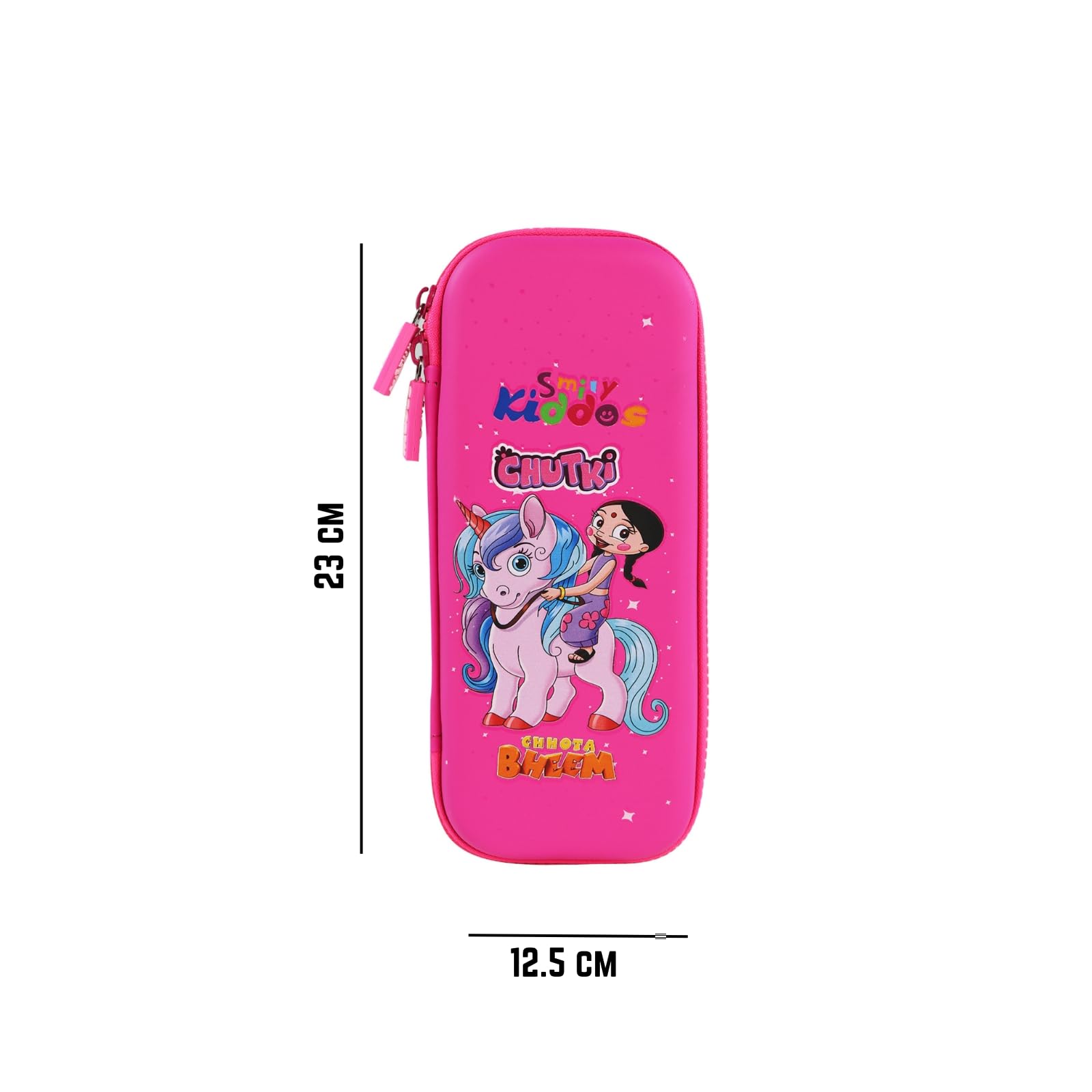 Smily Kiddos - Licensed Chhota Bheem - Stylish & Spacious Hardtop EVA Pencil Case - Single Compartment Organizer for School Supplies - Ideal for Kids, Girls & Women - Chutki Unicorn - Pink 1