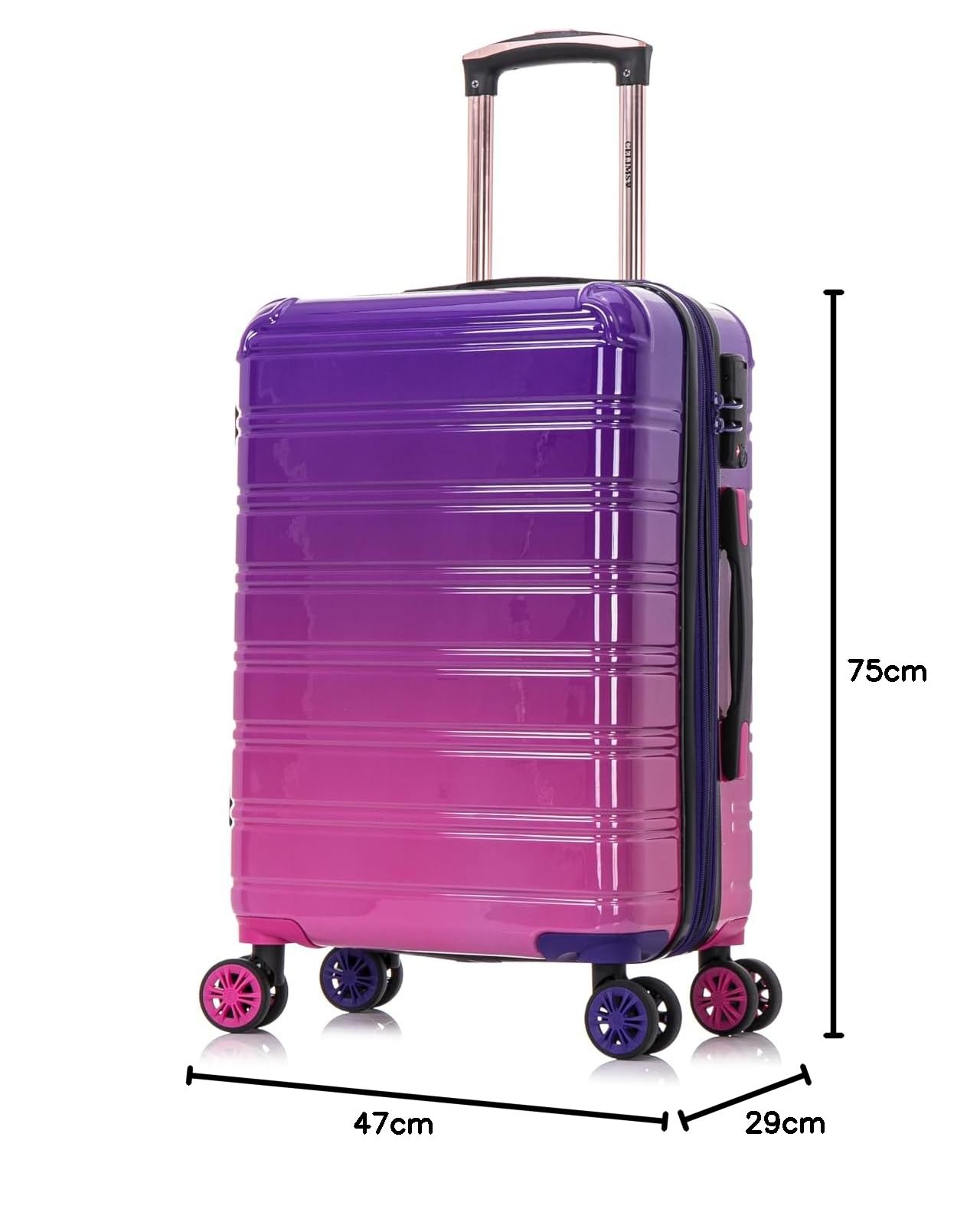 CELIMS - Bagaglio a Mano 55 cm in Policarbonato | Valigia da Cabina | Piccola e Leggera | Viola