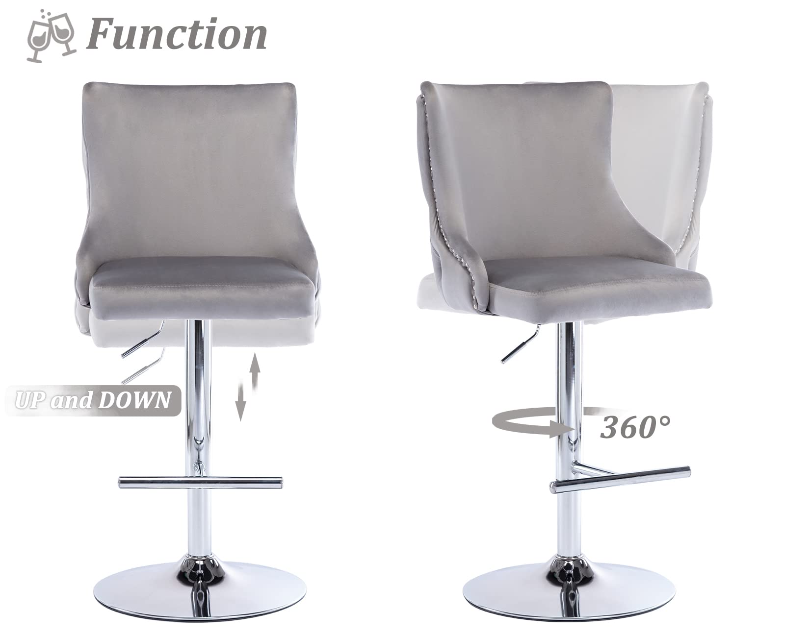 Buy Wahson Velvet Bar Stools Set of 2 Counter Chairs with Backrest