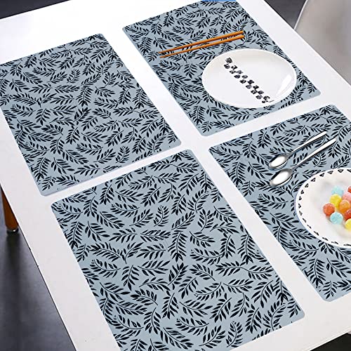 Image of Waterproof PVC Refrigerator Drawer Mats /Multipurpose Mat /Fridge Mats Set of 3 Pcs (Leaf Black, Size-17.5X11.5 Inch)