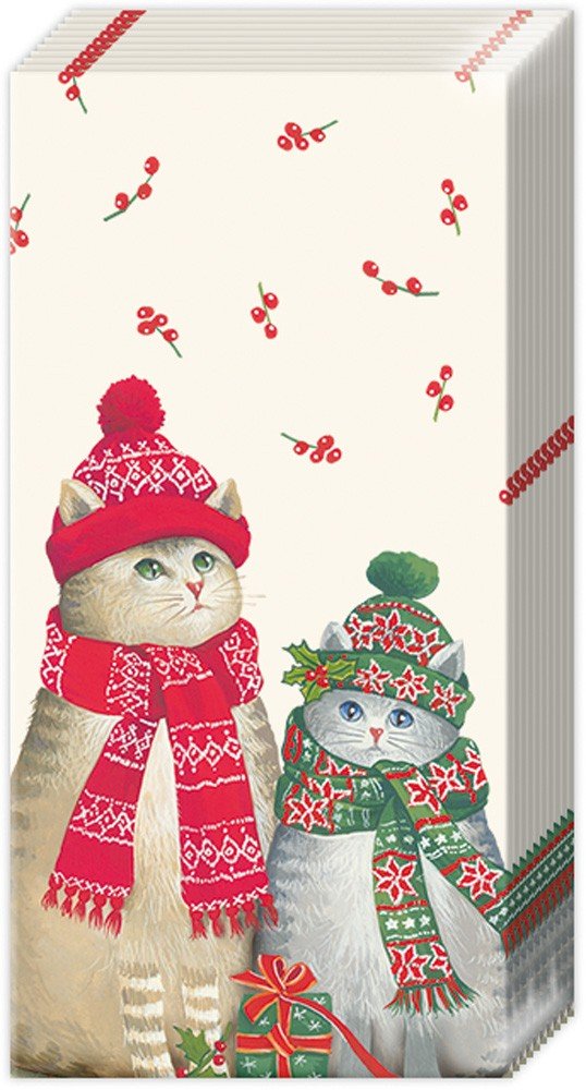 A Pack Of 10 IHR Paper Pocket Handbag Tissues - CHRISTMAS CATS