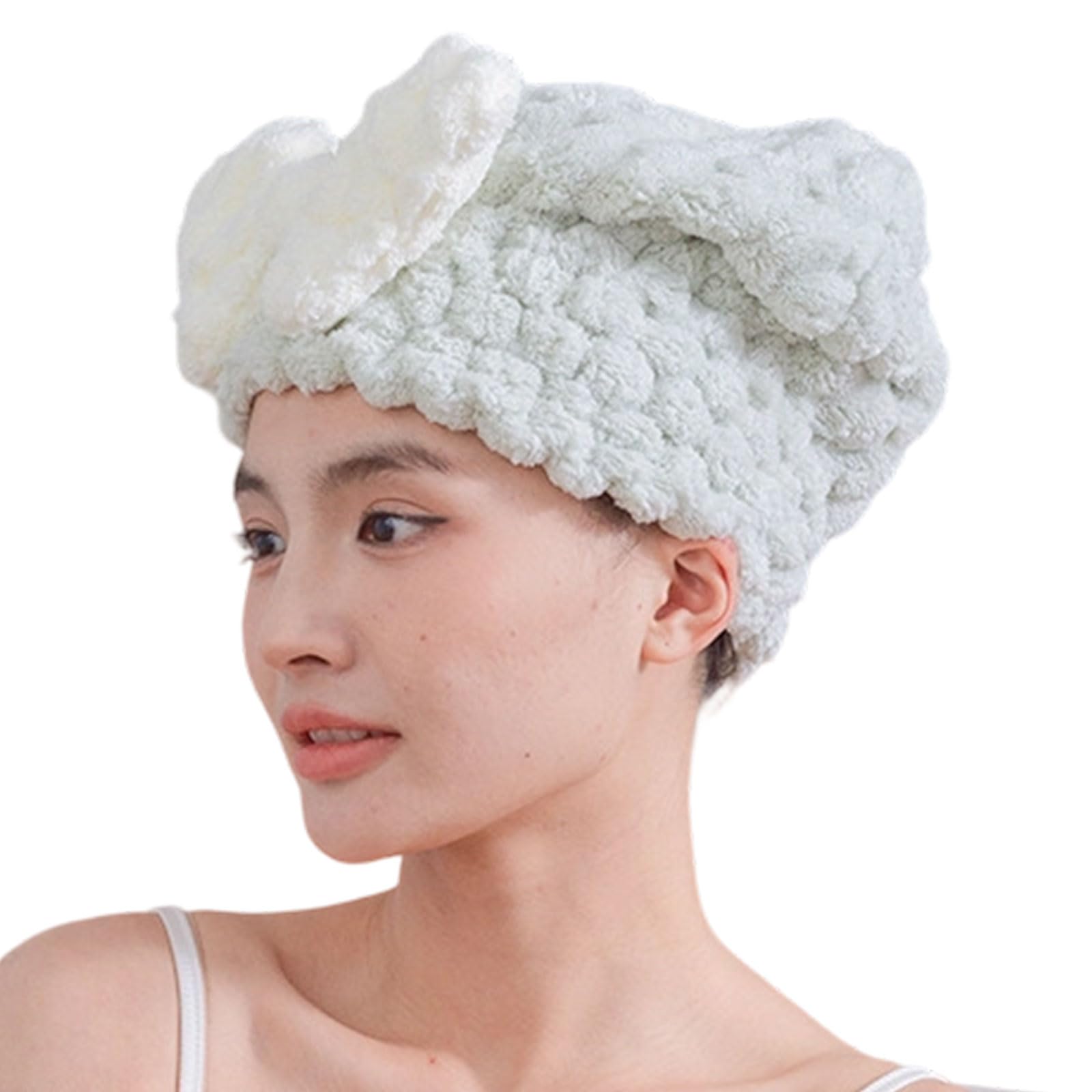 Buxuaaaa Shower Cap with Bowknot Super Absorbent Soft Hair Drying Towel Wrap Turban for Girls and Women Home Gym Activity Quick Dry Hair Towel Cap