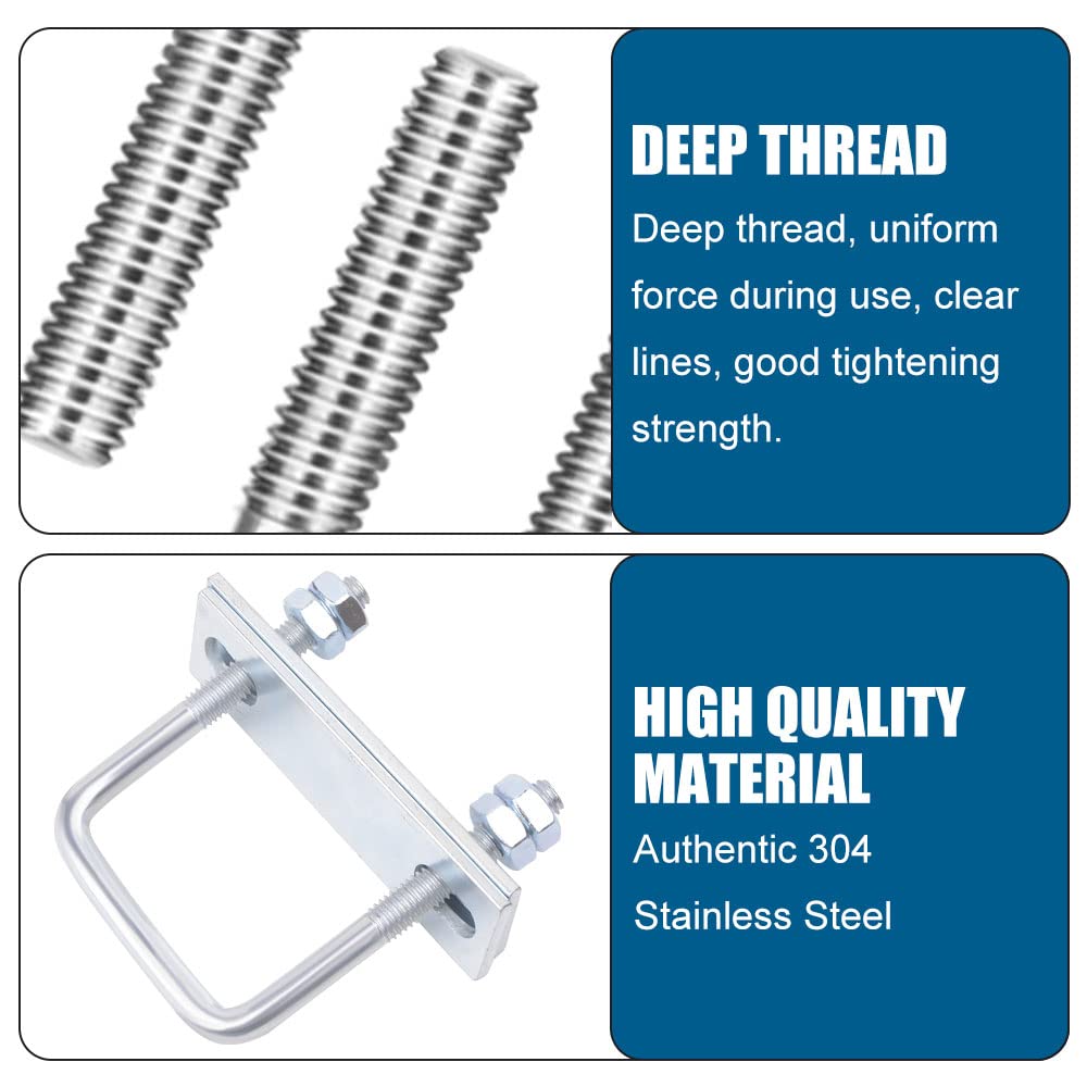 Perno En U M8, Tornillos en U Perno en U Cuadrado M8 x 50 x 130 mm, con Tuerca Placa de Marco y