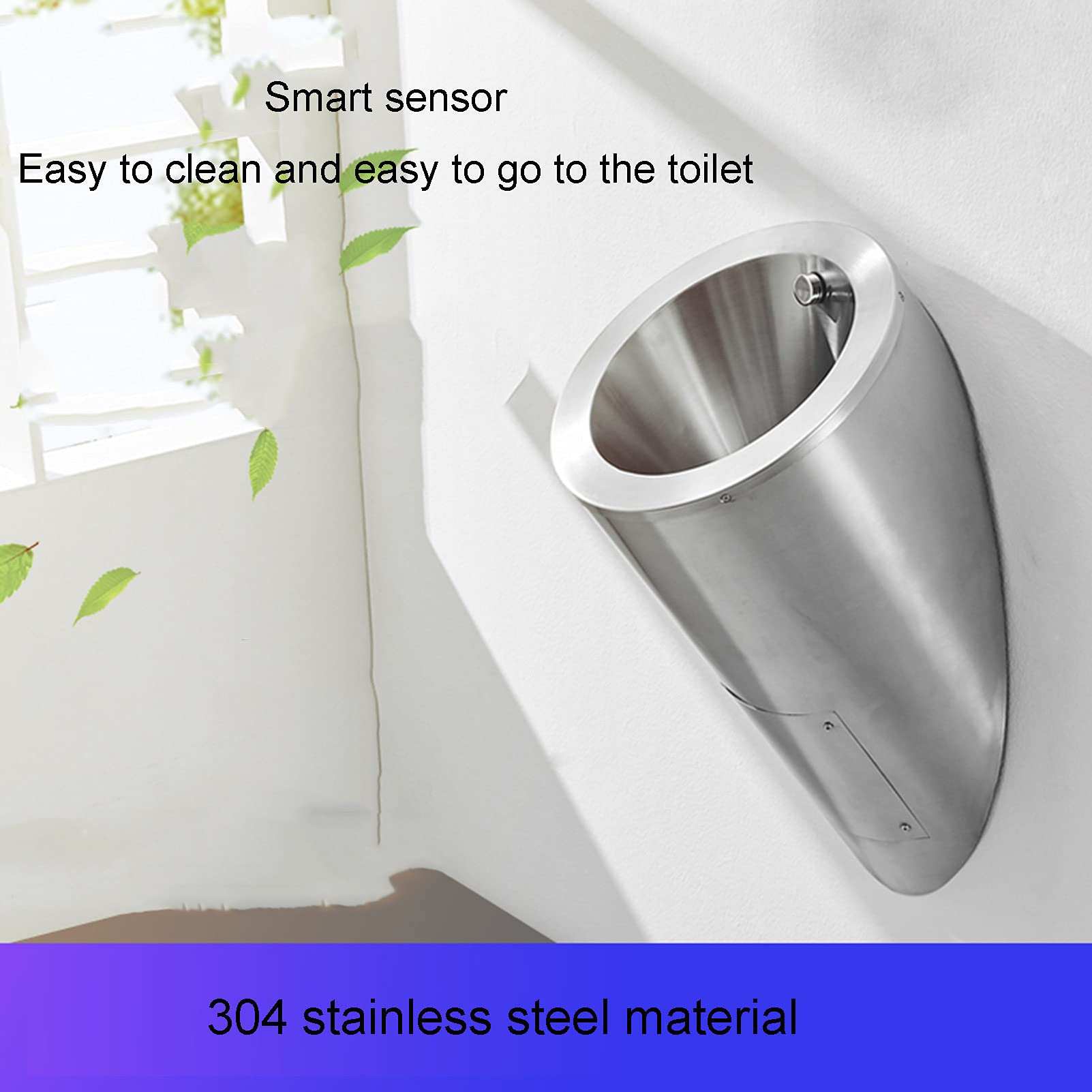OTQEFTN Wall-Mounted Urinal 304 Stainless Steel Urinal Intelligent Sensor Flushing Men's Urinal Small Vertical Toilet Suitable for Shopping Malls Bars Schools
