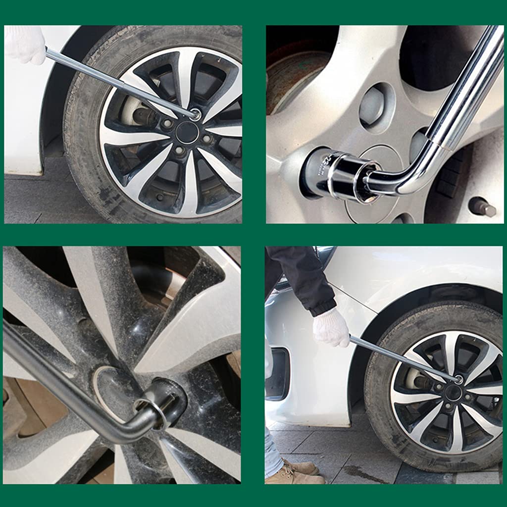 Rad Drehmomentschlüssel Set, ausziehbarer Radmutternschlüssel mit 2 doppelseitigen Stecknüssen, anwendbarer Schraubenschlüssel für Autos, Lieferwagen, LKWs