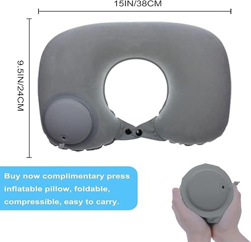 Miniatura 3 de JYSW - Almohada inflable de viaje, almohada portátil en forma de U para avión multifuncional para cuello y cabeza, almohada de regazo para aviones,