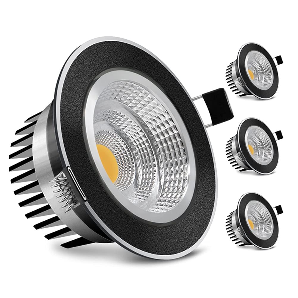 Chillers Foco Empotrable LED Giratorio Incluye 4 Fuentes de Luz Focos Empotrables Plafón Empotrable en Níquel Plafón Empotrable (Color : Cool White, Size : Black 15W Dimmable)