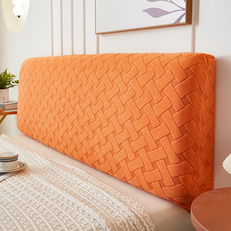 XGANGM Bed Headboard Cover Double/King Size/Single Bed Stretch Bed Headboard Cover Slipcover All-inclusive for Universal Wood Beds Upholstered Headboard Bedroom Decor,orange,180cm(70.9")