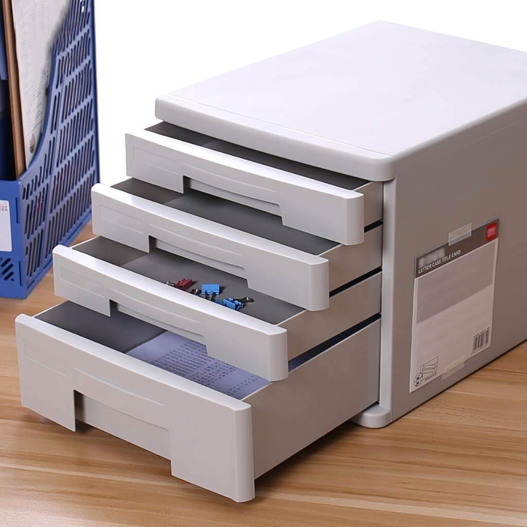 Armoire de Rangement de Bureau Multifonction - Tiroir En Plastique de Table Armoire de Bureau de Bureau Porte-Épier de Données Petite Étiquette Blanche Boucle Anti-Arrêt Pp Plastique (25X34X26.3