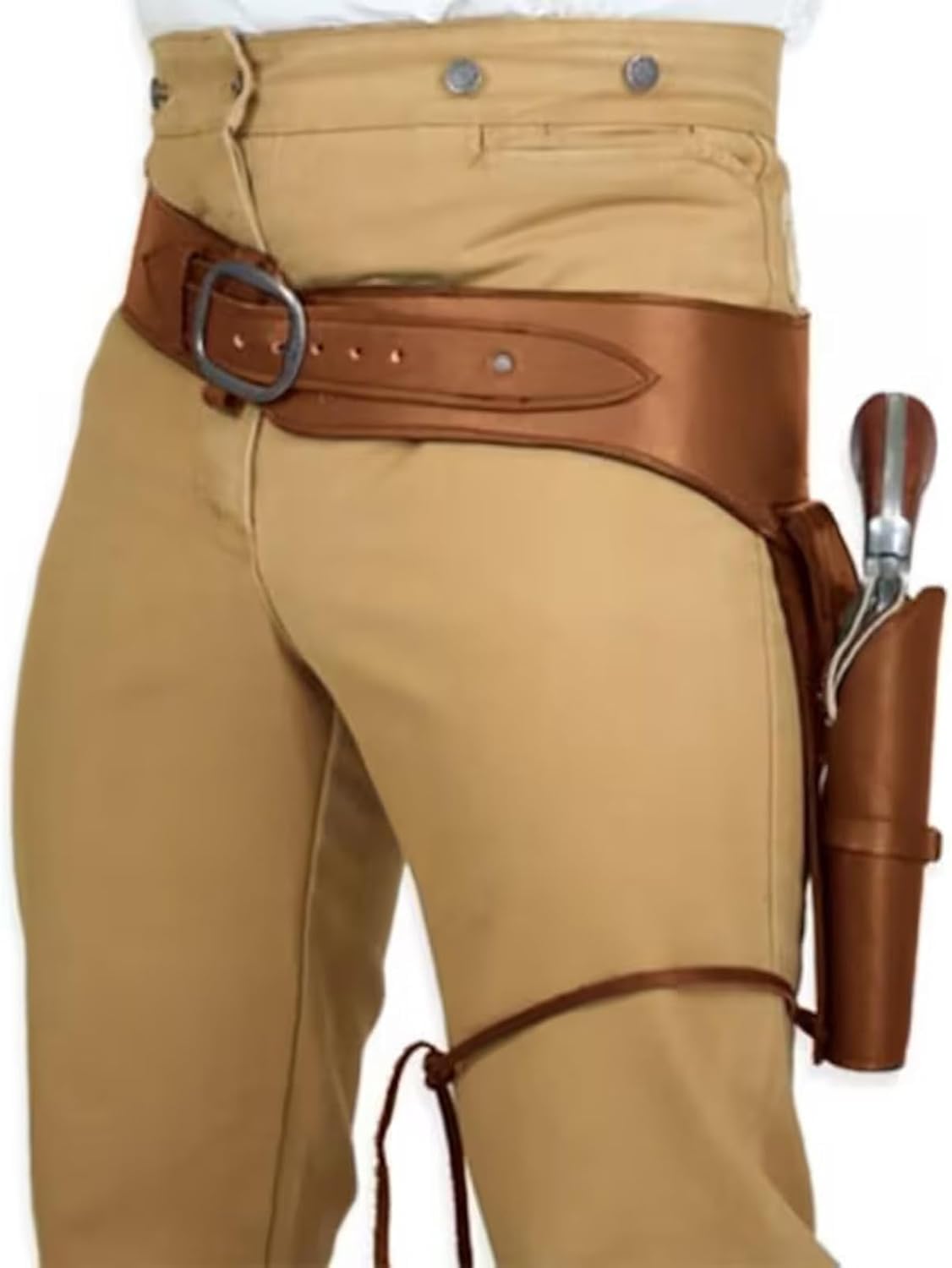 Steampunk Retro Waist Holster - Fondina per Pistola in Pelle Medievale - Borsa per Fondina da Cintura per Revolver con Doppio Supporto per Pistola Regolabile per Cosplay, Brown, 20cm