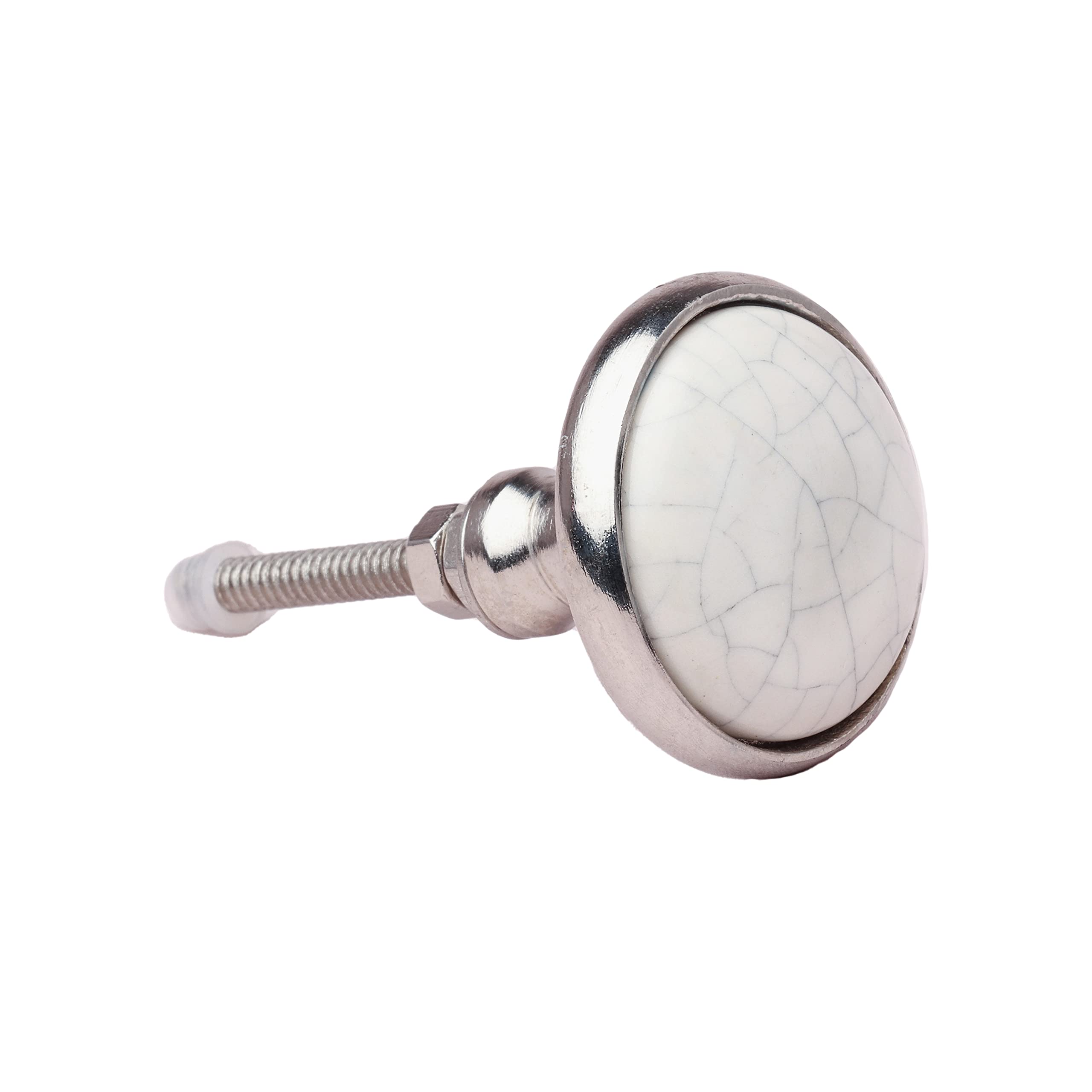 G Decor White Metal Ceramic Door Knob Vintage Shabby Chic Cupboard Drawer Pull Handles (White)