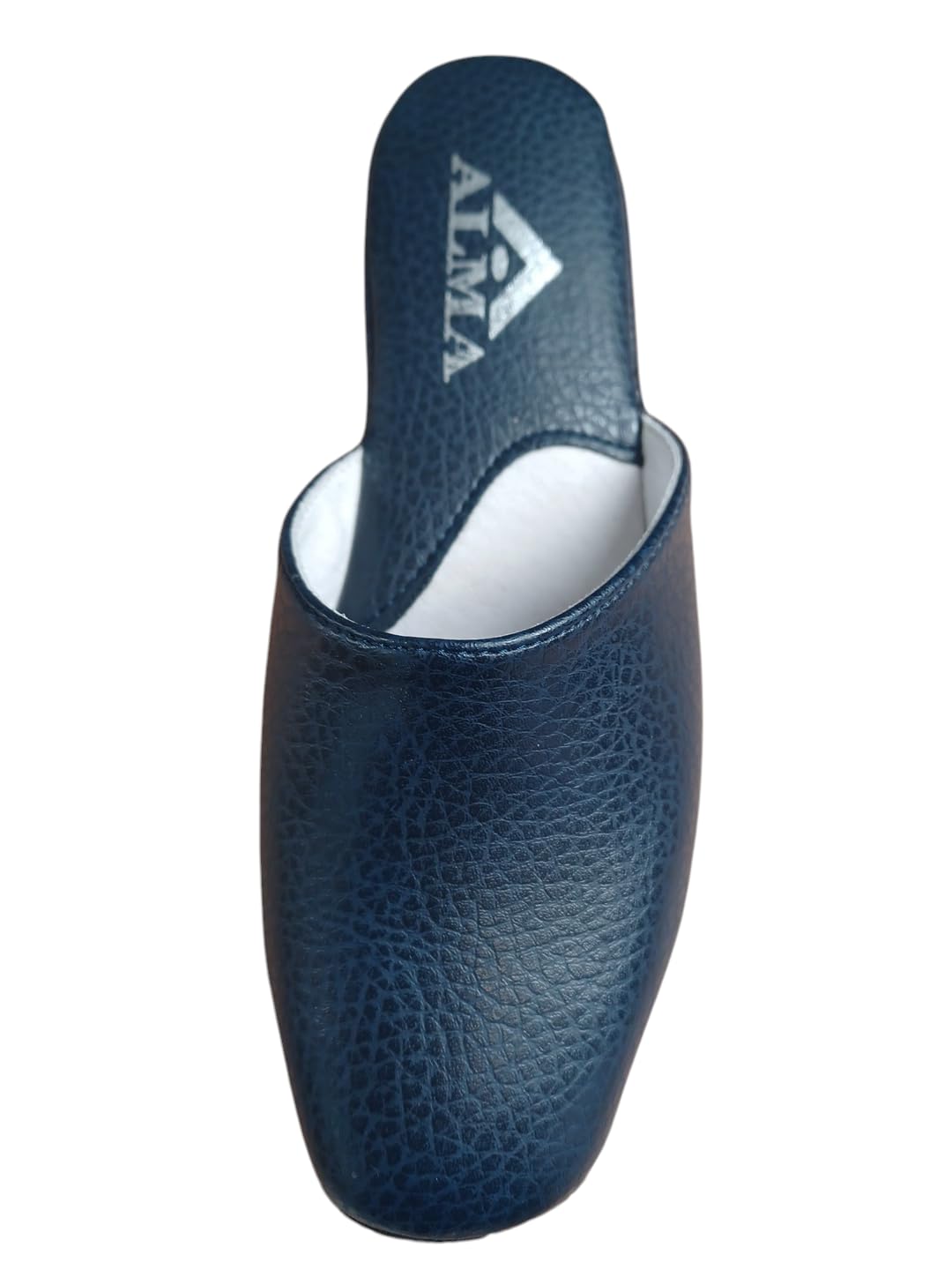 Generico Ciabatte pantofole da donna classiche in vera pelle Alma Made in Italy suola in pelle scamosciata tacco a zeppa 3cm