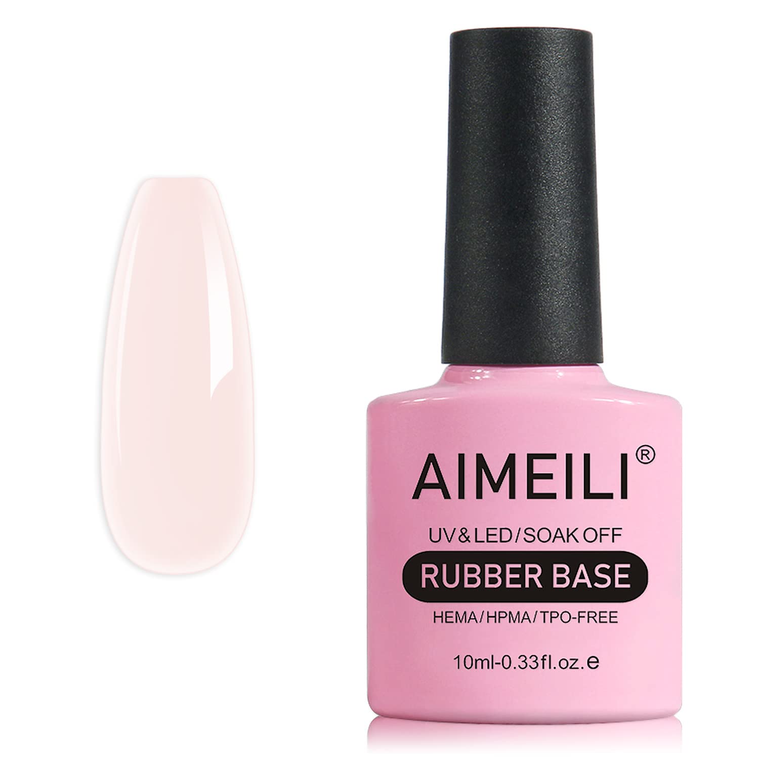 AIMEILI Hema Free Rubber Base Gel For Nails, Soak Off U V LED Clear Sheer Gel Nail Polish, 4 in 1 Nail Strengthen/Enhance/Base Coat/Color - (442) 10ml