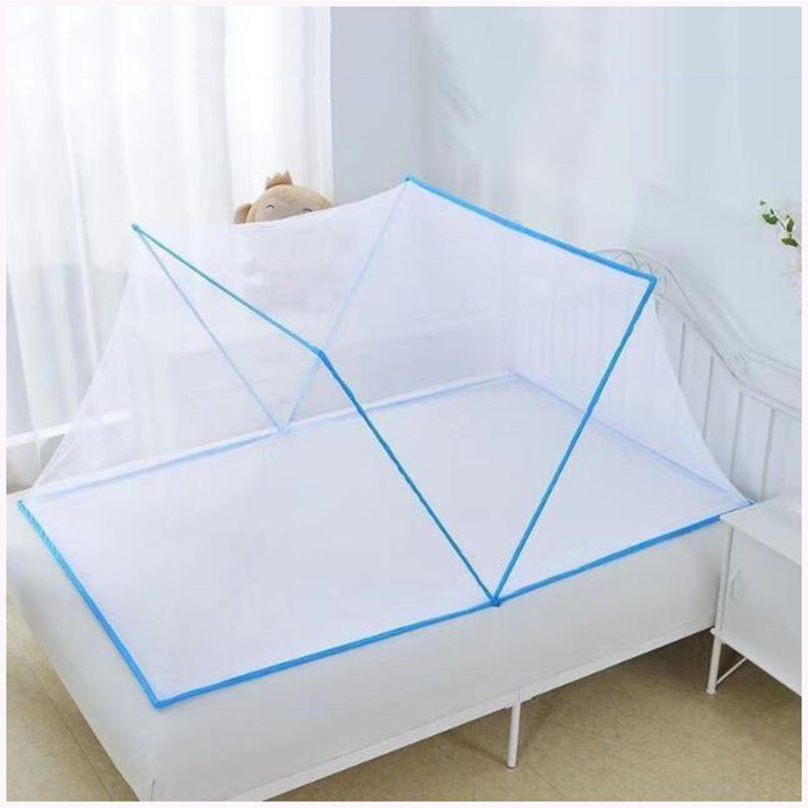 Zanzariera Portatile, zanzariera Pieghevole Senza Installazione, Copertura per Piante Resistente, zanzariere per dormitori per Studenti,Blue (b),65 * 120 * 55cm