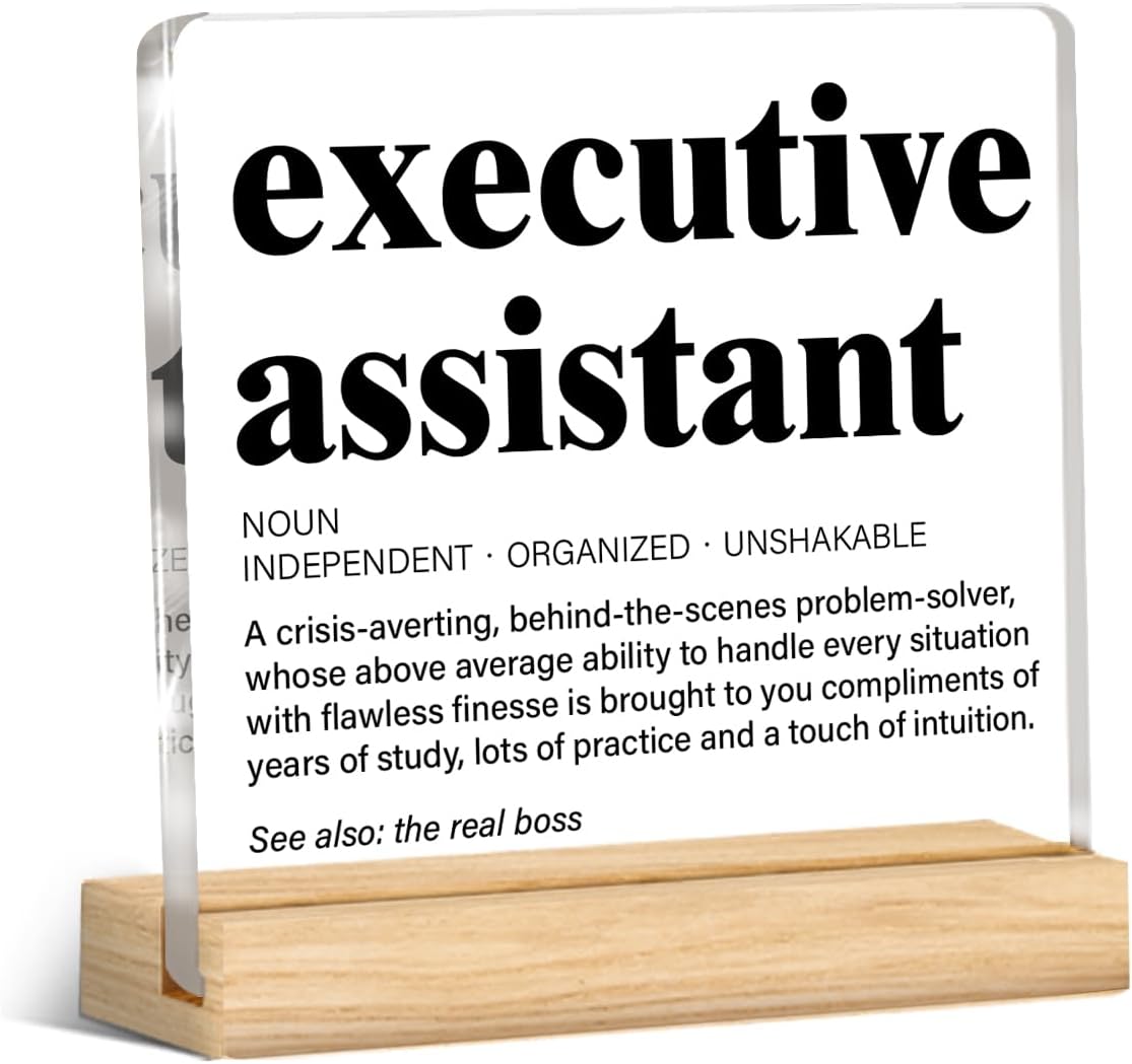 Best Administrative Assistant Gifts, Gift for Secretary Admin Executive Assistant Acrylic Desk Plaque Sign Office Desk Decor, Administrative Professional Day Gifts