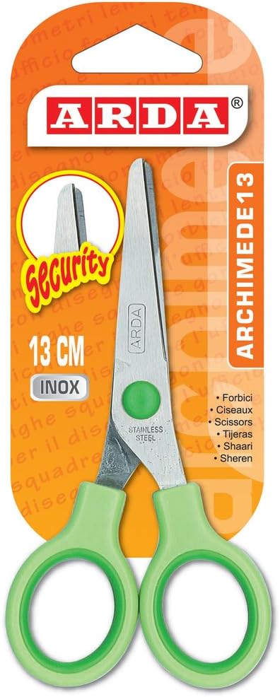 Arda Scissors for Children with Safe Tip, Handle Green-13 cm, unique