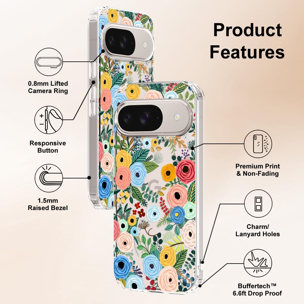 MOSNOVO Case for Google Pixel 10 & Pixel 10 Pro, [Buffertech 6.6ft Military-Grade Drop Protection] [Anti Peel Off Tech] Clear TPU Bumper Phone Case Cover Design - Cute Cherry — view 422