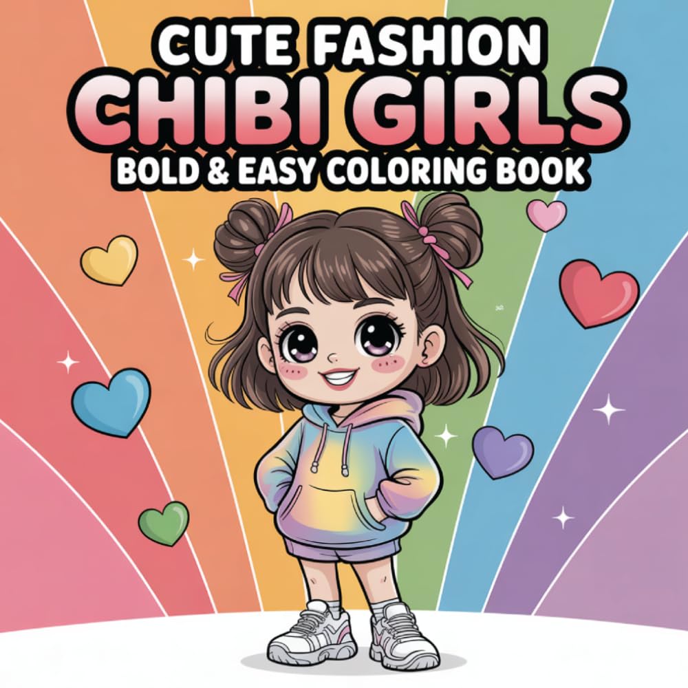 Cute Fashion Chibi Girls: Bold & Easy Coloring Book