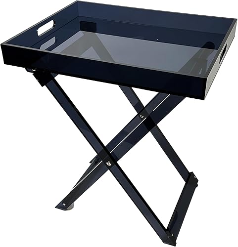 Designstyles Mesa plegable de acrílico - Escritorio moderno y elegante - Mesa de servicio de cocina y bar - Elegante diseño transparente (ahumado)