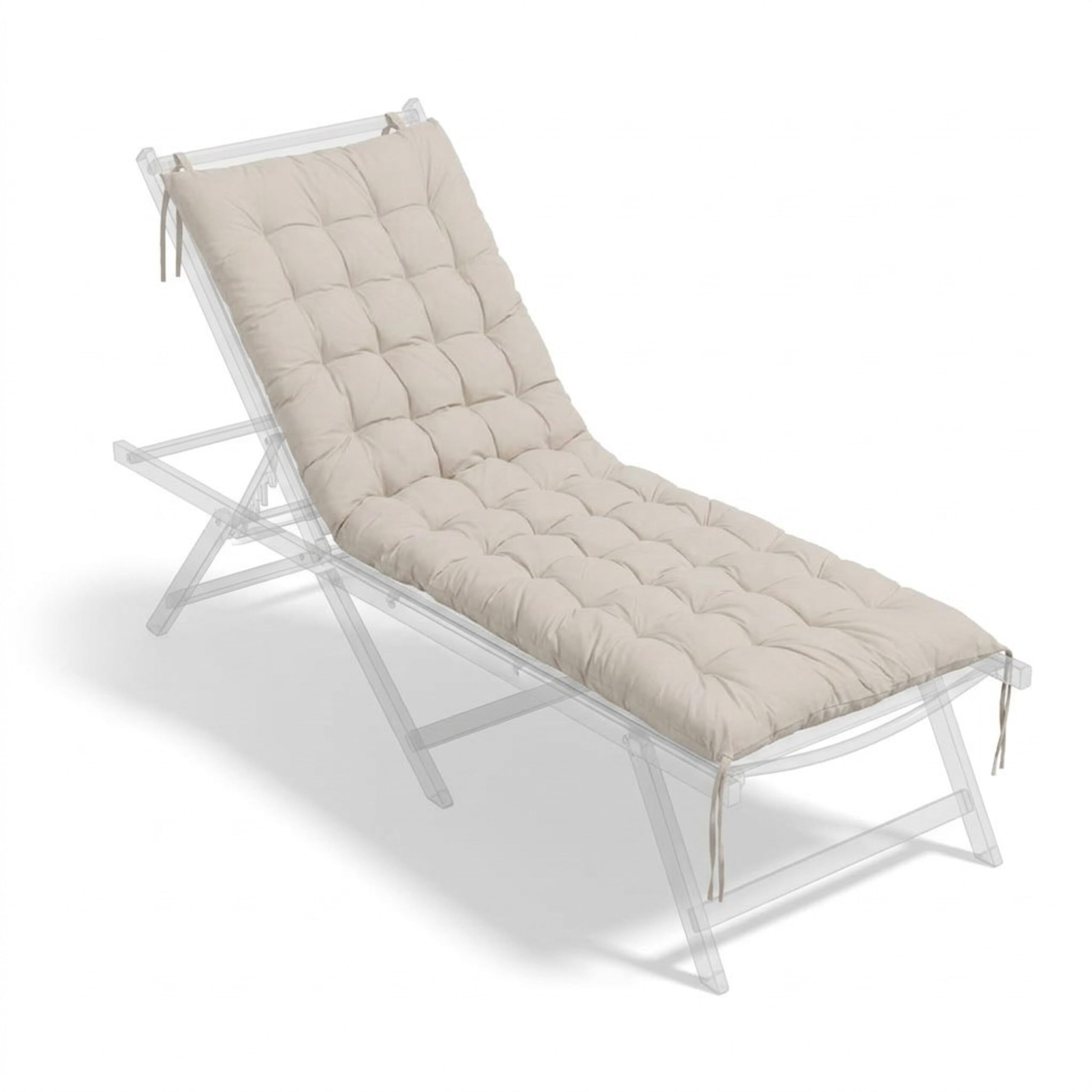 Relaxdays Cuscino Imbottito Trapuntato per Panca e Pallet, 180x70 cm, con Lacci, da Esterno, Beige