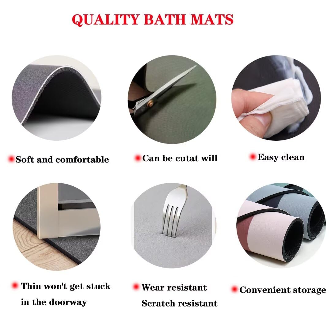 Alfombra Baño Brown Alfombra Baño Secado Rapido, Alfombra Baño Antideslizante, Súper Absorbente Alfombras Ducha, Alfombra Baño, Alfombra Baño Grande, Alfombrilla de Baño Lavable 100x160cm D4-155
