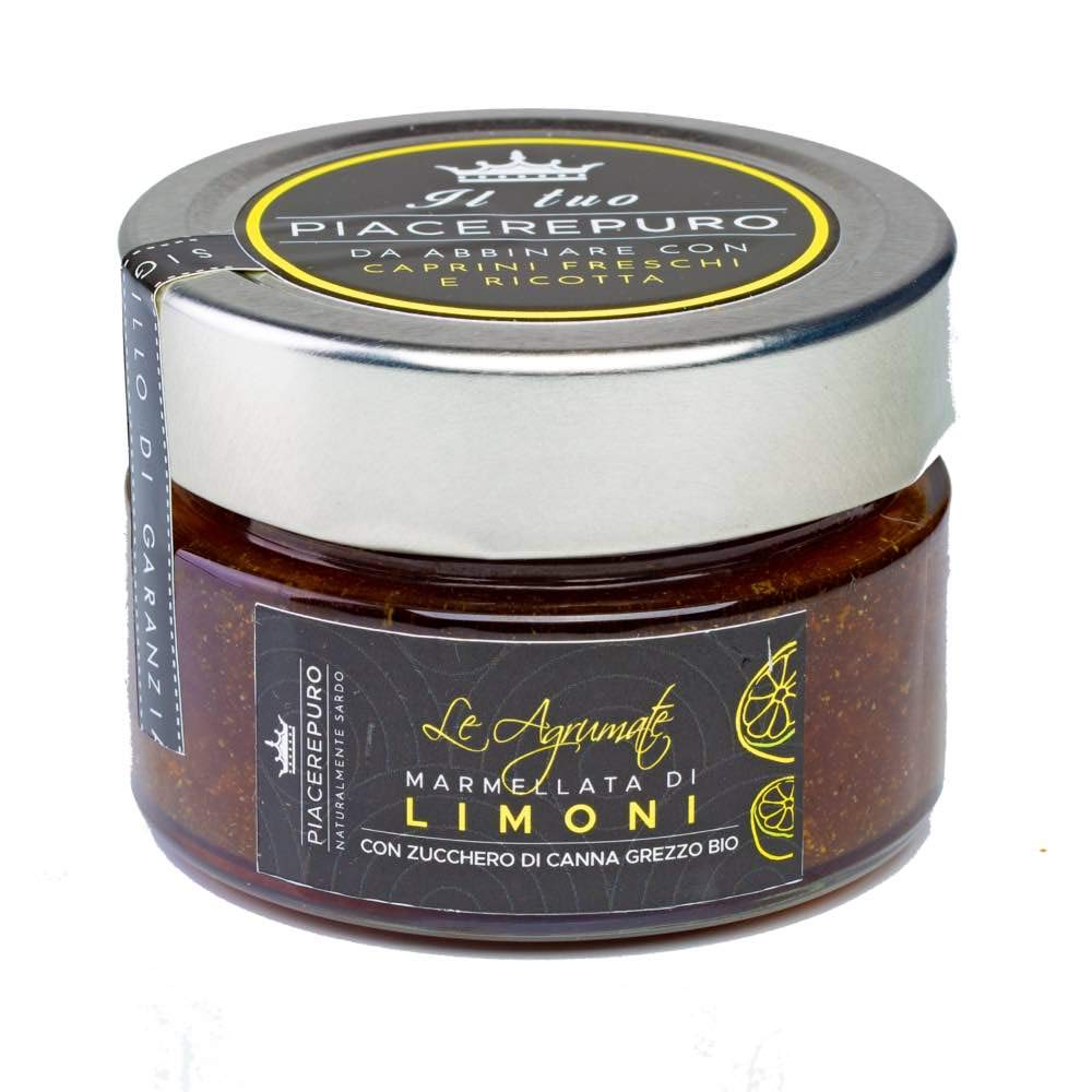 12 x 120 gr - Confettura di limoni e zucchero di canna grezzio biologico, prodotta a Sassari dagli artigiani di Piacere Puro
