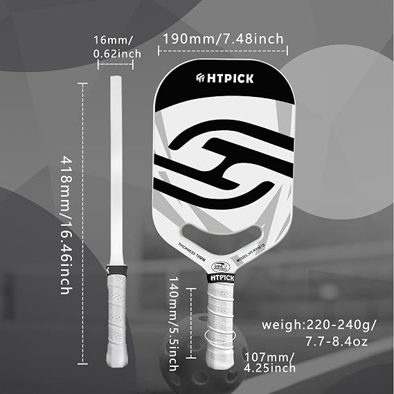 Pickleball Paddles | T700 Carbon Fiber Pickleball Paddle with Aero Throat | Hot-Press Moulding | 16mm Polymer Core | Specifically Engineered for Swing Speed and Manoeuvrability