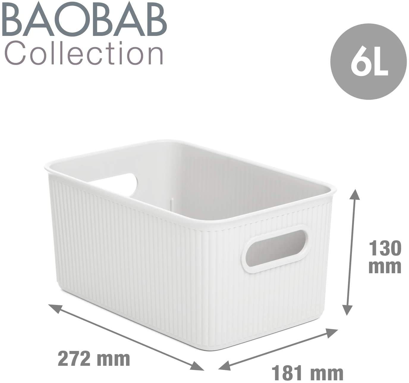 TATAY Baobab plastikowy kosz do przechowywania, zestaw 3 organizerów z 1 pokrywką, zintegrowane uchwyty, kompaktowa i wszechstronna konstrukcja, tworzywo sztuczne z recyklingu, bez BPA, 18,7 x 27,8 x