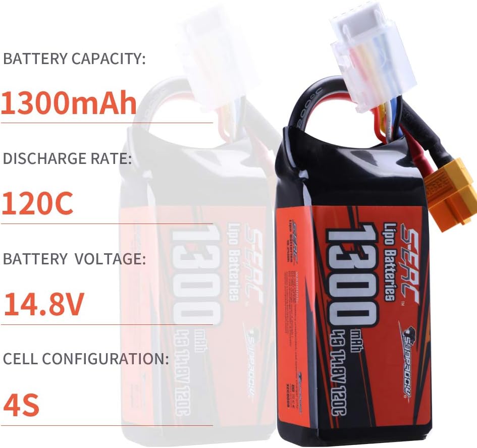 TATTU 4S LiPo-accu 1300 mAh 14,8 V 150C 4S batterij met XT60 stekker Rline Series voor professionele FPV Racing Competitions