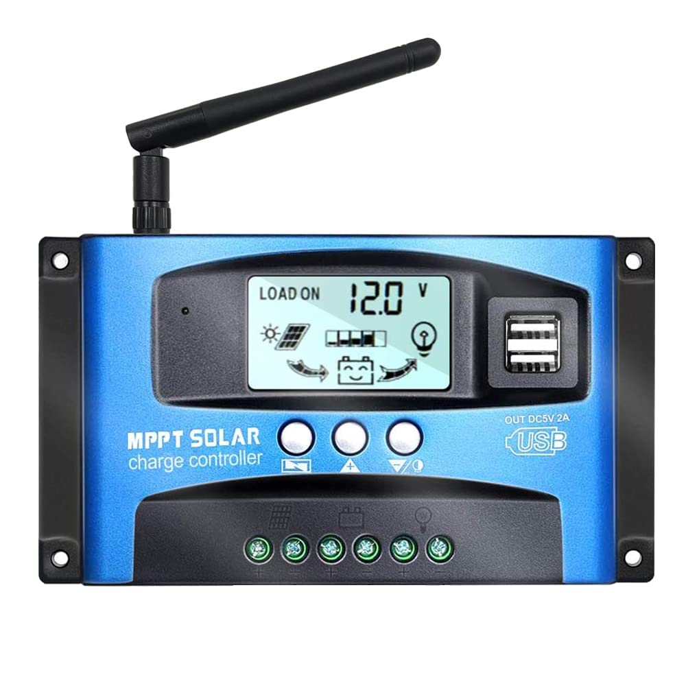40A 12V/24V MPPT Solarladeregler mit LCD-Display, Dual USB und WIFI, Solarmodulregler für Gel- und Lithiumbatterien Modell: BL912-40A-WIFI (blau)