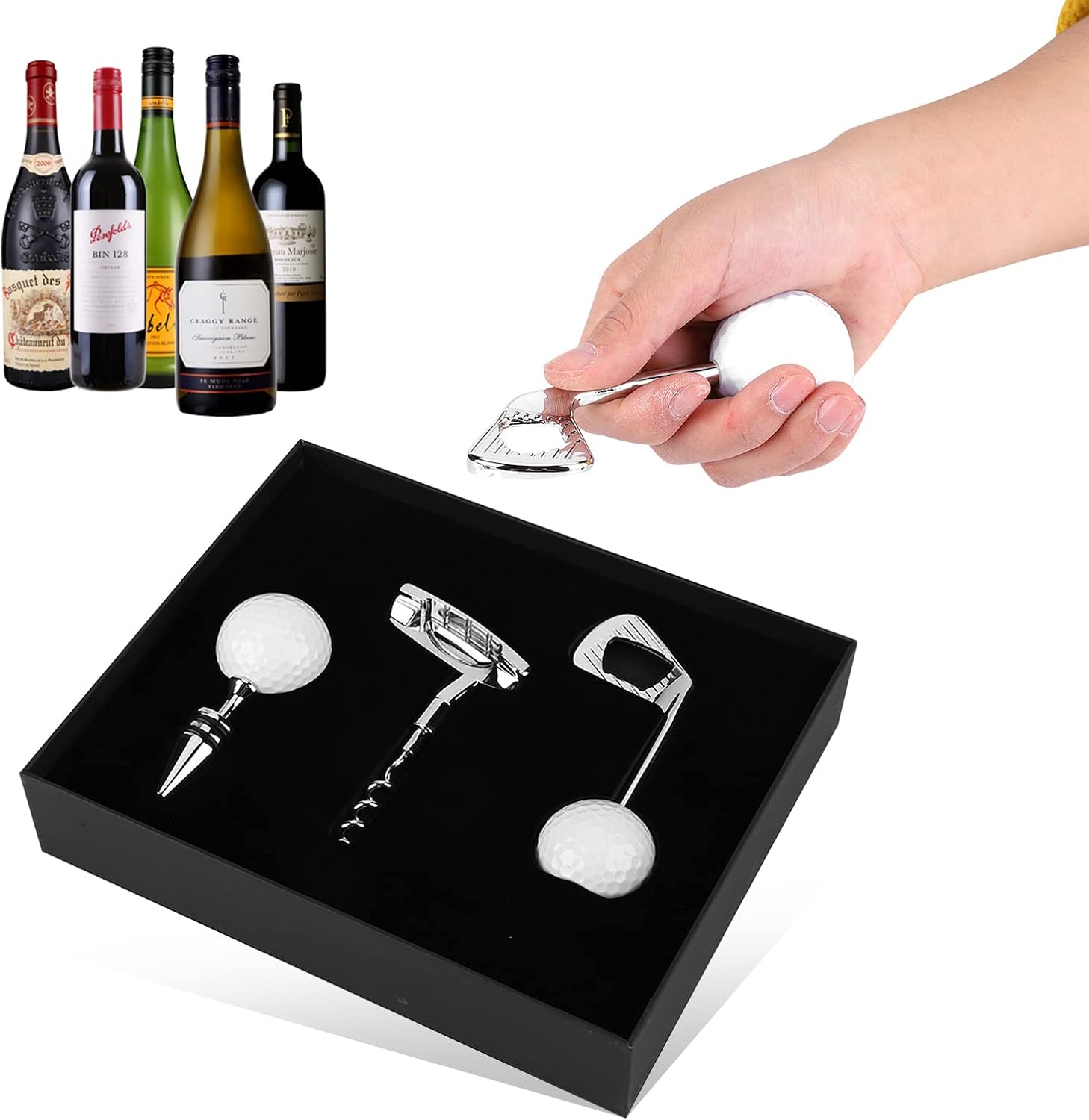Zinc Alloy Wine and Beer Opener Set, Golf Bottle Opener, Corkscrew Kit, for Wedding, Birthday, Golf Lovers