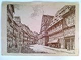  Hildesheim, Alt-Hildesheim, Osterstraße mit Altdeutschem Haus, Wolfgang v. Duisburg, Künstler Ansichtskarte, ungelaufen, ca. 1950
