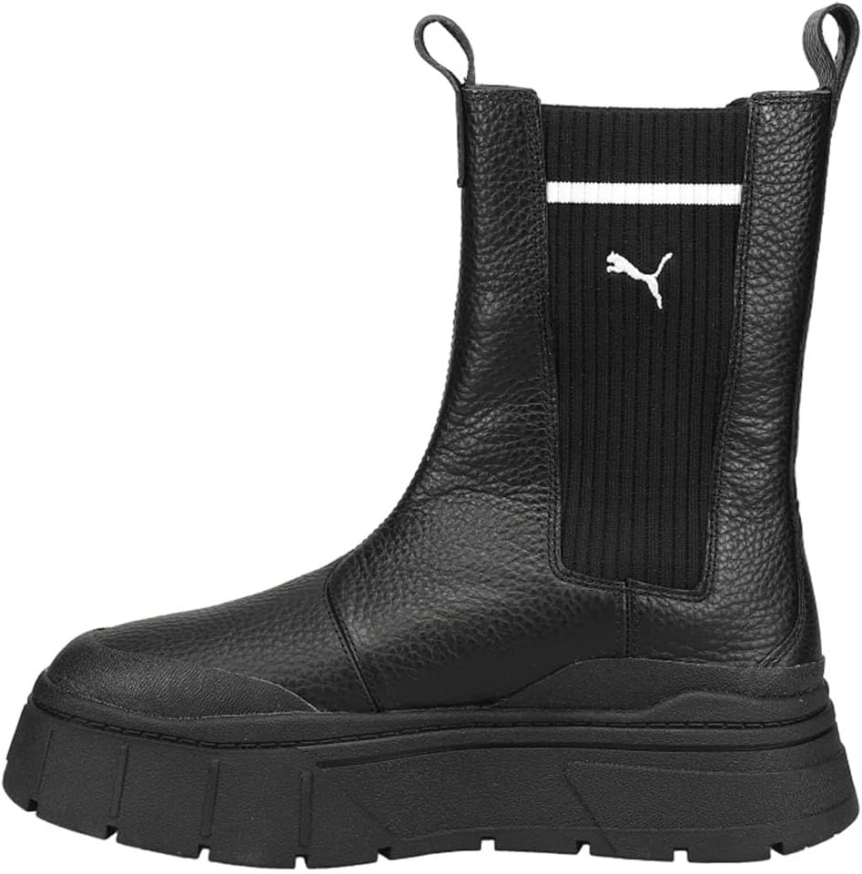 PUMA Womens Mayze Stack Round Toe Pull On Platform Chelsea Casual Boots Mid Calf Low Heel 1-2" - Black - Size 6 M - Image 3