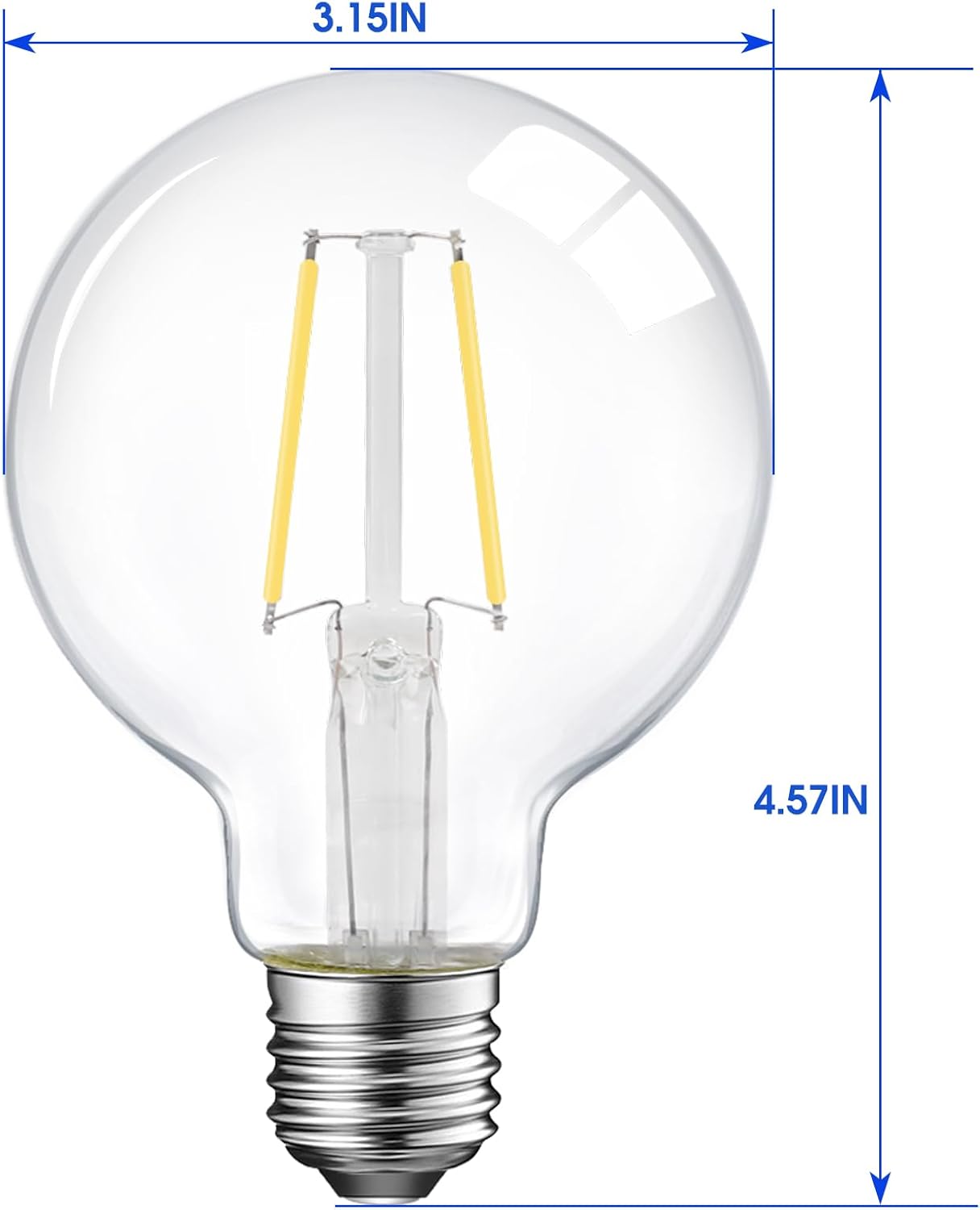 ENERGETIC SMARTER LIGHTING Dimmable LED Edison Light Bulb, G25 (G80) 500LM Globe Bulb, 60W Equivalent, 4000K Cool White, Christmas Light, E26 Standard Base, ETL Listed, 6-Pack