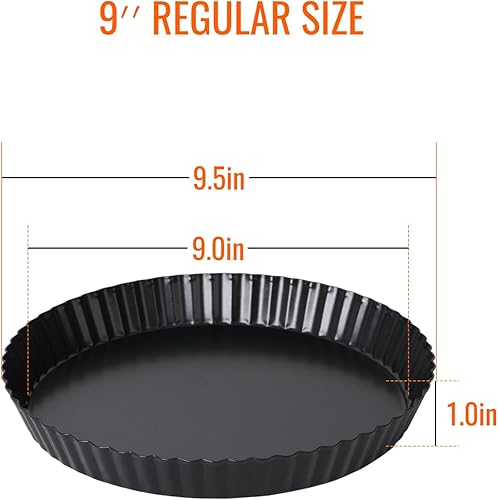 Miniatura 2 de Alotpower Sartén para tartas de 9 pulgadas, parte inferior extraíble, paquete de 2 moldes para quiche de 9 pulgadas con parte inferior suelta