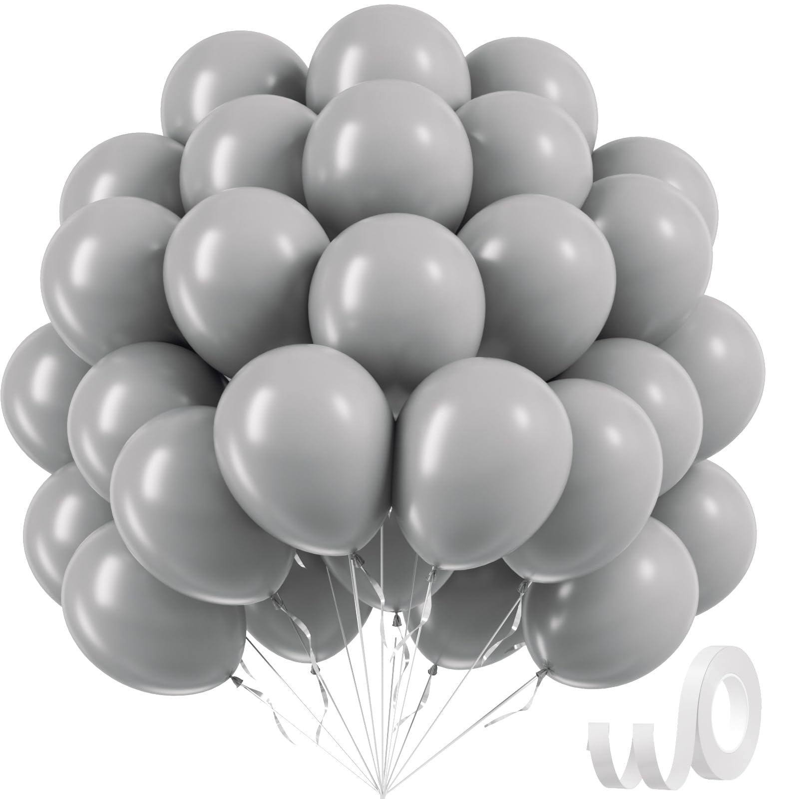 Gray Balloons, Grey Latex Balloons 50pcs Party Balloons for Birthday Baby Shower Wedding Anniversary Party Decorations