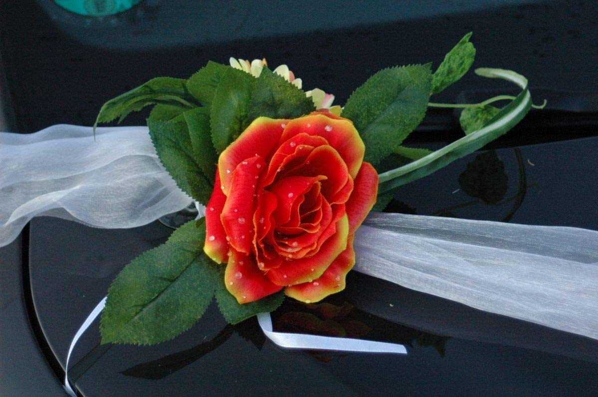 Decorazione auto di lusso per auto nuziali/papillon in gros-grain/auto decorativa/decorazione auto per matrimoni/fiocco/papillon per auto nuziale/nodo/anello bianco - Italia