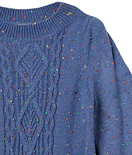 Image of Cable Stitch Women's Donegal Dots Cable Knit Sweater - Crewneck Long Sleeve Melange Pullover Top